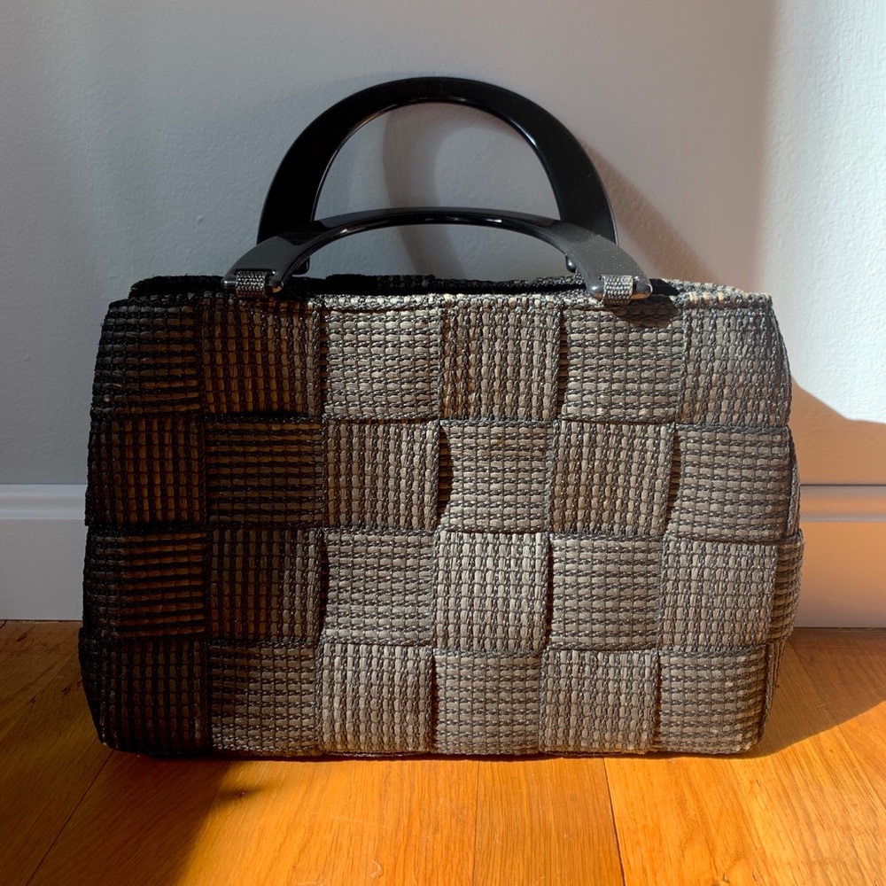 VINTAGE black woven purse